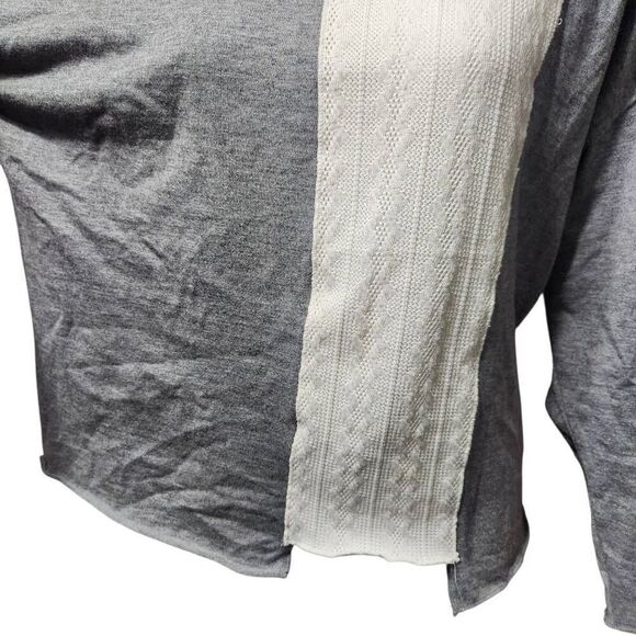 East of June long sleeve shirt art to wear Asymmetrical hem gray white XL - Picture 2 of 10